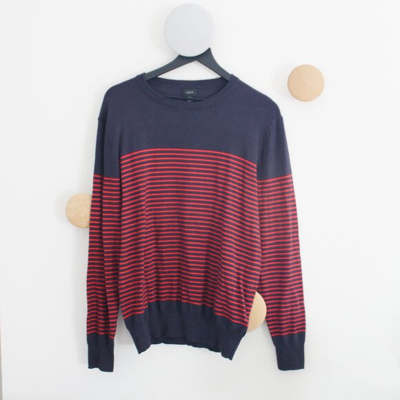 J. Crew Red & Blue Stripes Lightweight Sweater / Pullover - Size Medium - Picture 1 of 4